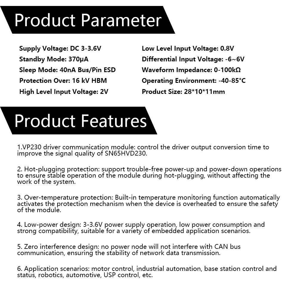 SN65HVD230 VP230 Communication Module Network CAN Transceiver Development Board