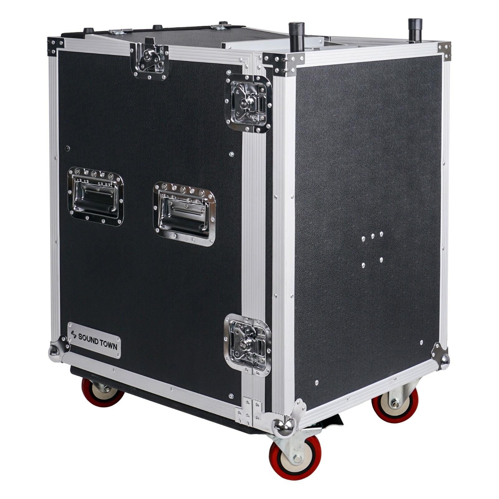 Sound Town 14U PA DJ Rack Road Case w/ 11U Slant Mixer Top, DJ Table STMR-14UWT