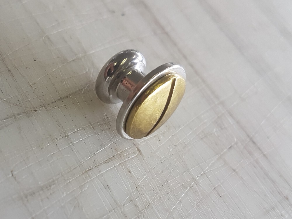 12-Pack Sam Browne Solid Brass Button Studs, Chicago Screw Nail Stud, Fastener