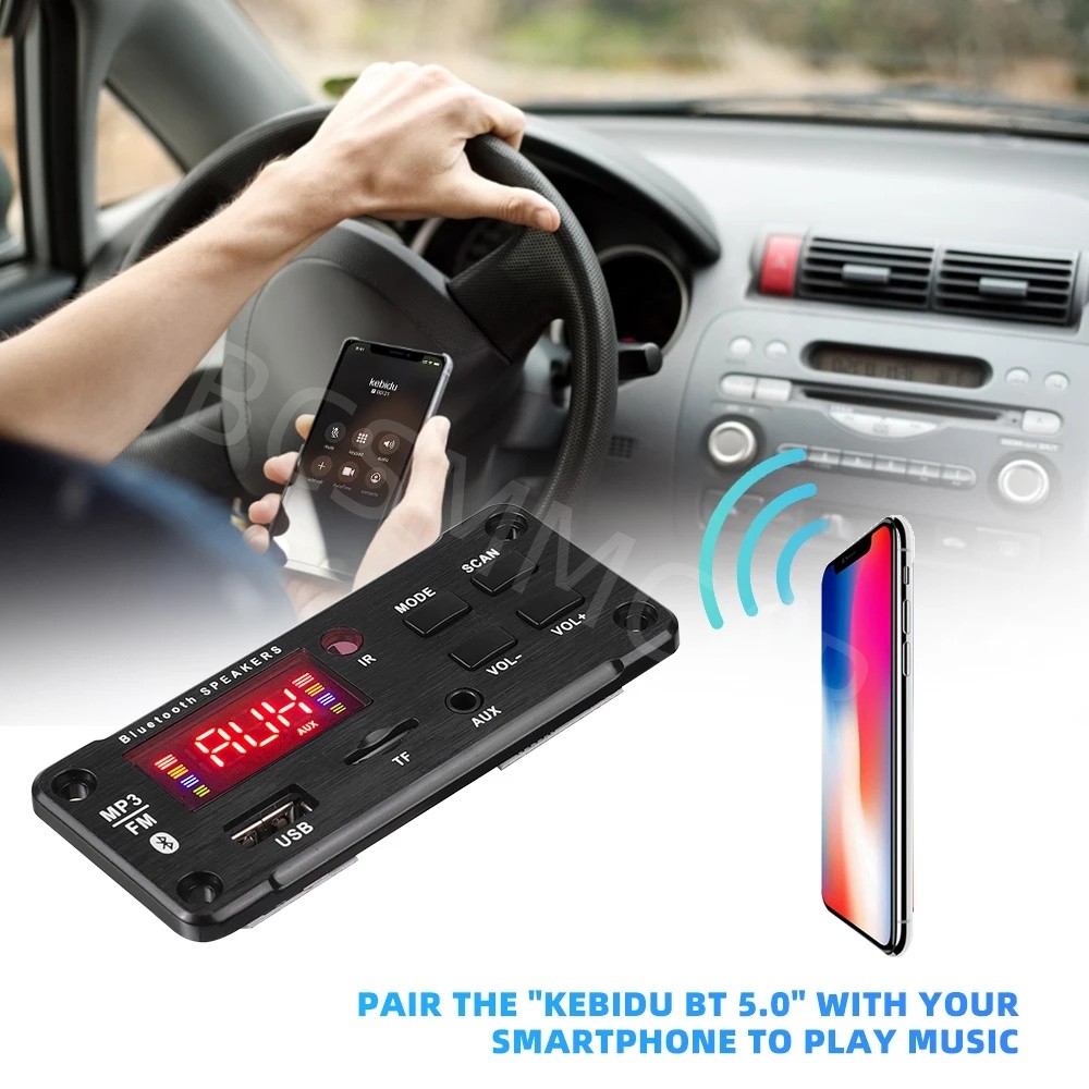 Bluetooth 5.0 Decoder Board MP3 Player 12V Car FM Radio Module Speaker 2x25W