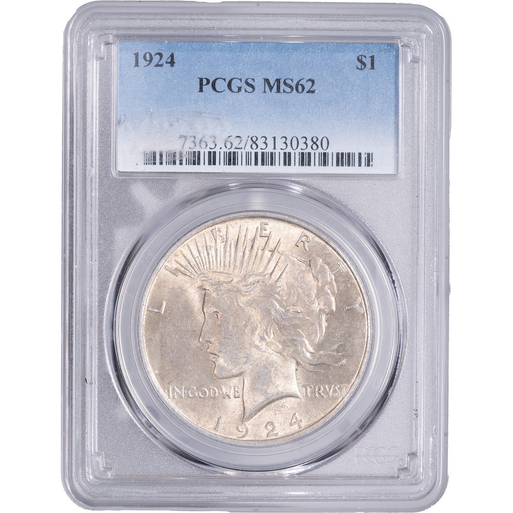 1924 $1 Peace Silver Dollar ~ PCGS MS62