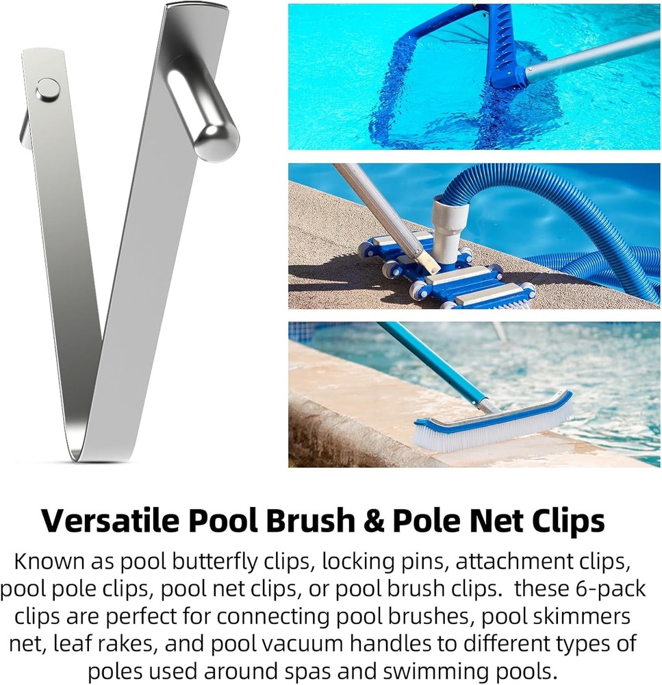 Pool Butterfly Clips Stainless 6 Pack New