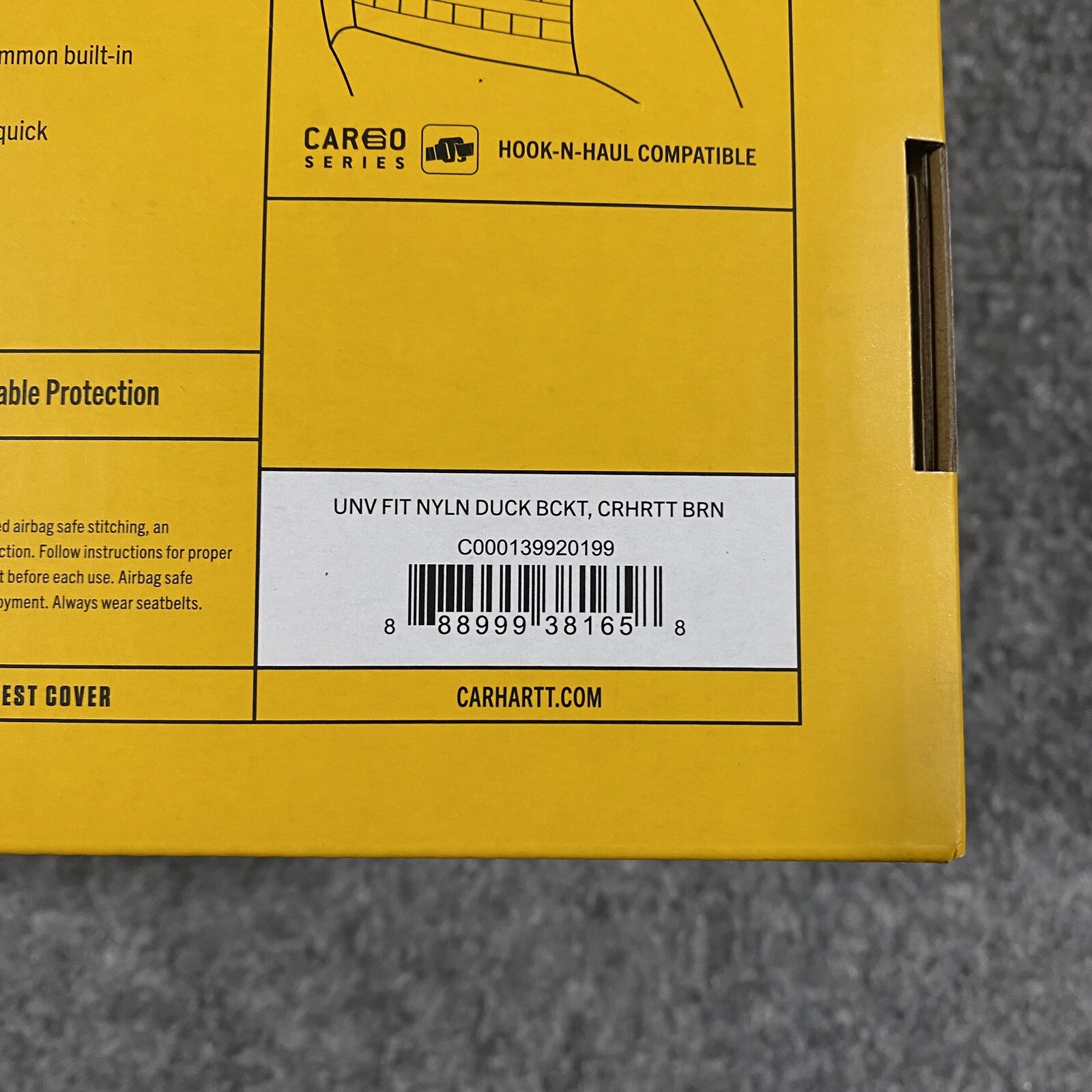 x2 Carhartt Universal Nylon Duck Canvas Bucket Seat Cover Brown Rain Defender