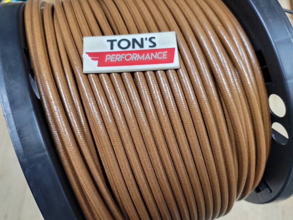 8mm Suppression Core Vintage BRAIDED CLOTH Solid Brown SPARK PLUG WIRE Foot