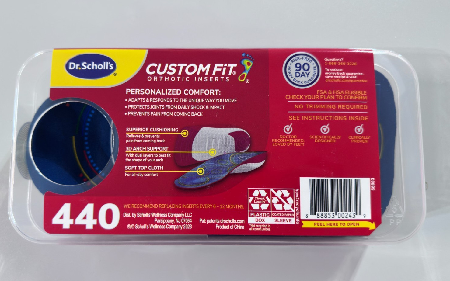 Dr. Scholls CF 440 Custom Fit Orthotic Inserts - Red New Sealed