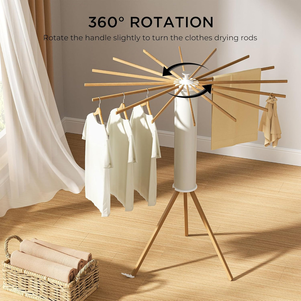 Tripod Clothes Drying Rack, Garment Rack Portable and Foldable Space Saving Laun