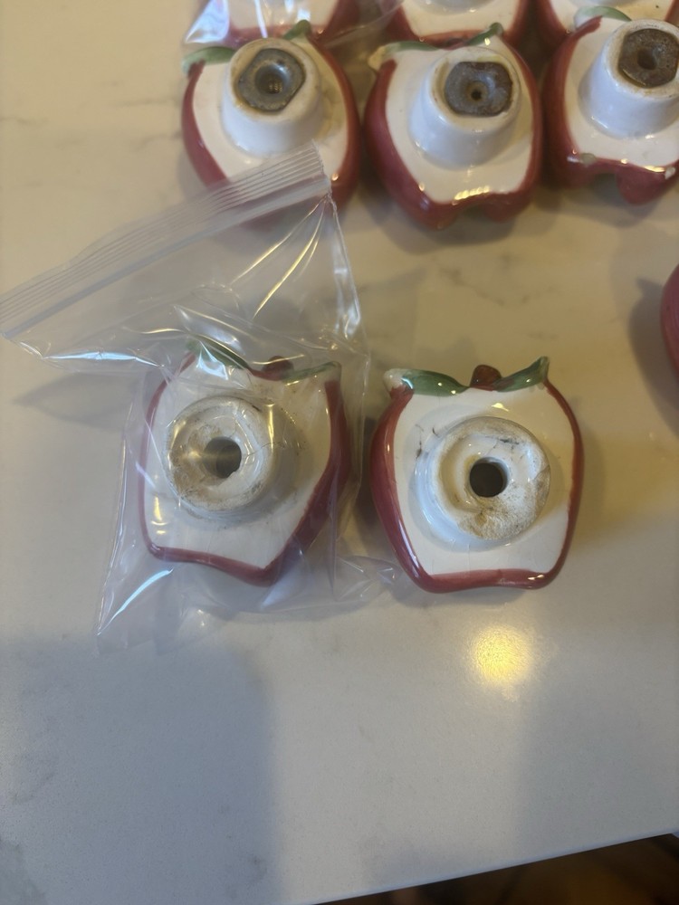 Porcelain Apple Knobs Set Of 10/Cottage Core