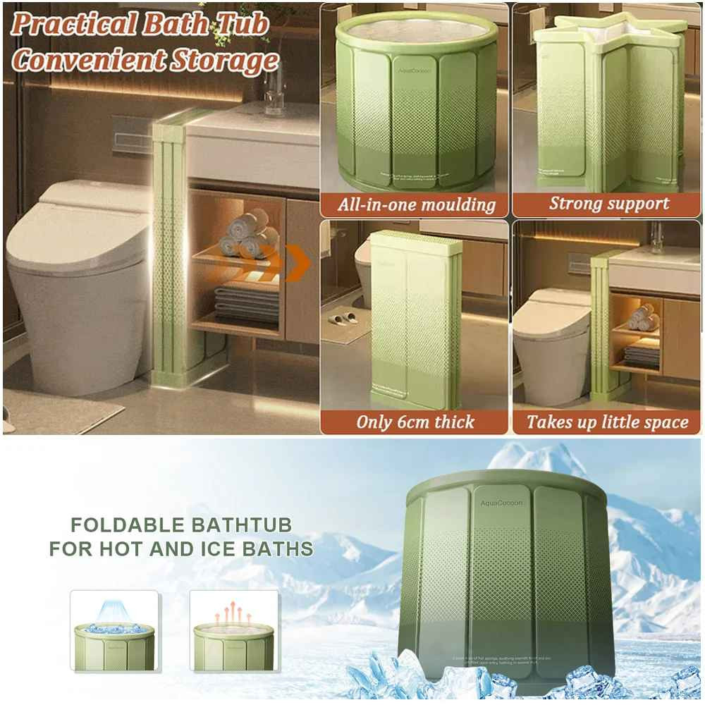 Foldable Portable Bathtub Water Tub Folding Adult Spa Bath Bucket 70x65cm