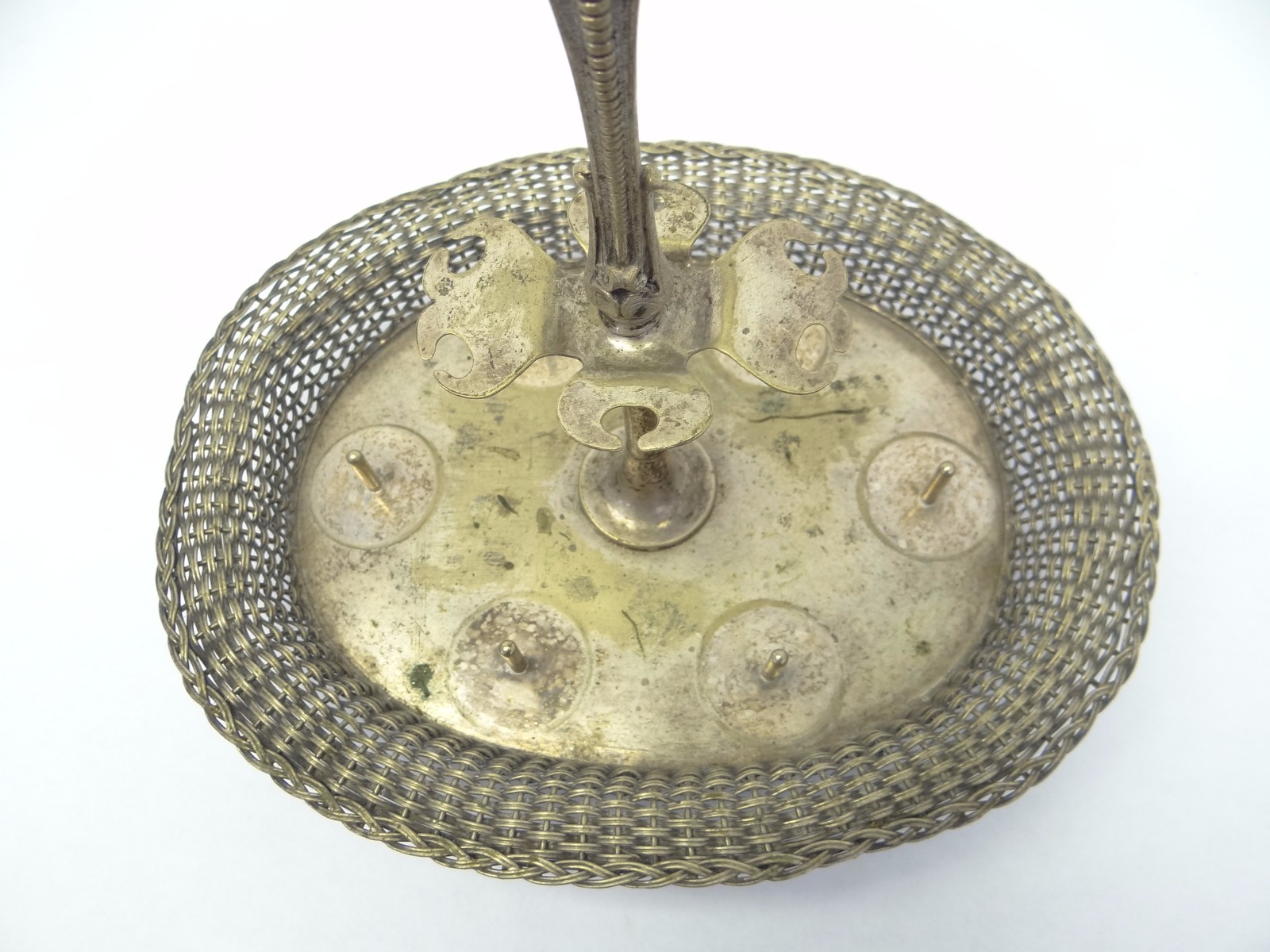 Vintage Used Silverplate Serving Caddy Tray Stand Basket Silver Plate Kitchen