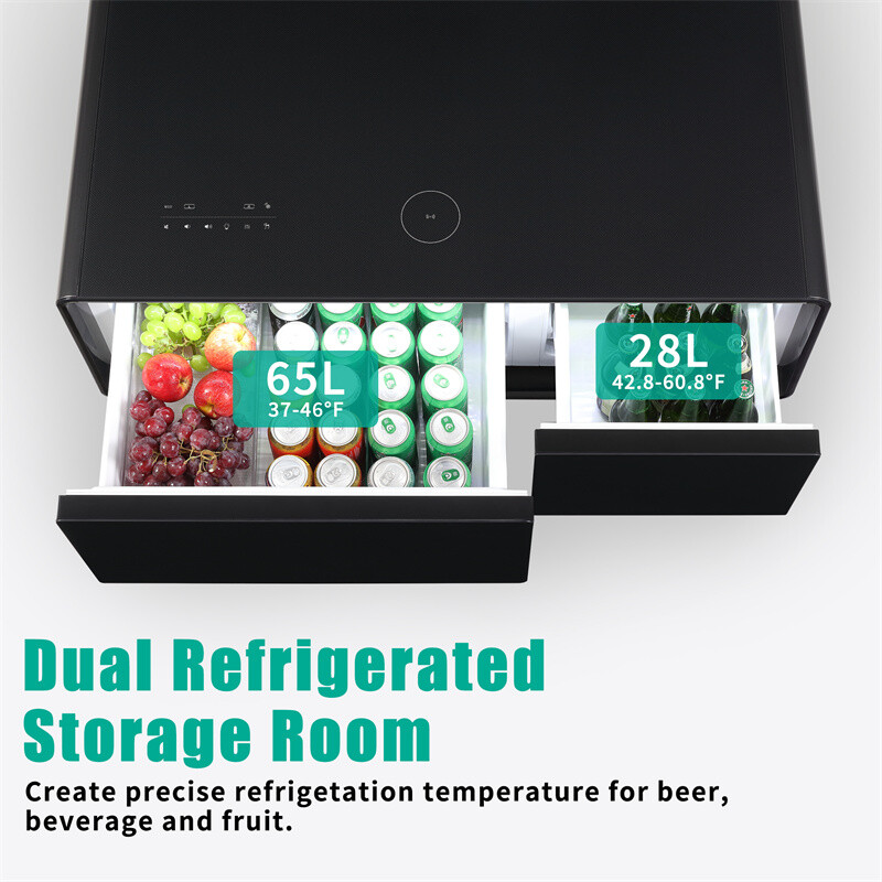 Modern Smart Coffee Table Built-in Fridge Bluetooth Speaker Touch Control Panel