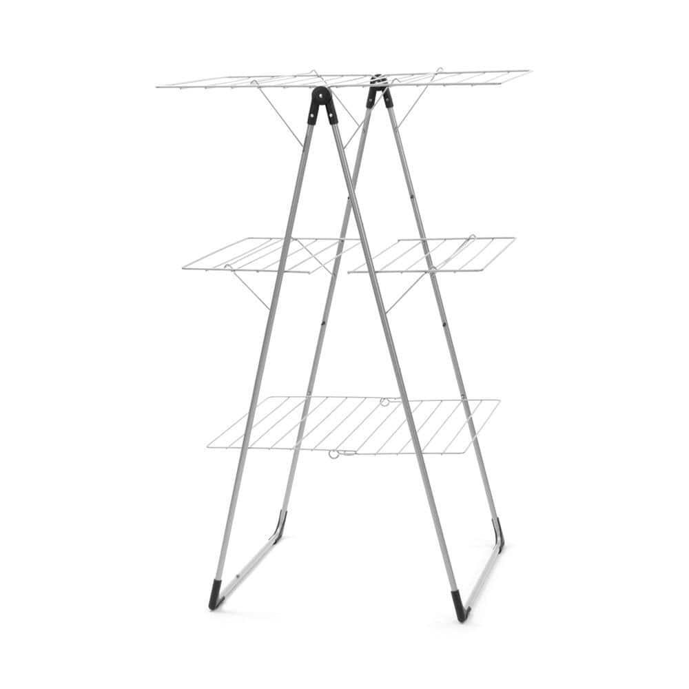Tower Clothes Laundry Drying Rack Metallic Gray Adjustable Wings Foldable New