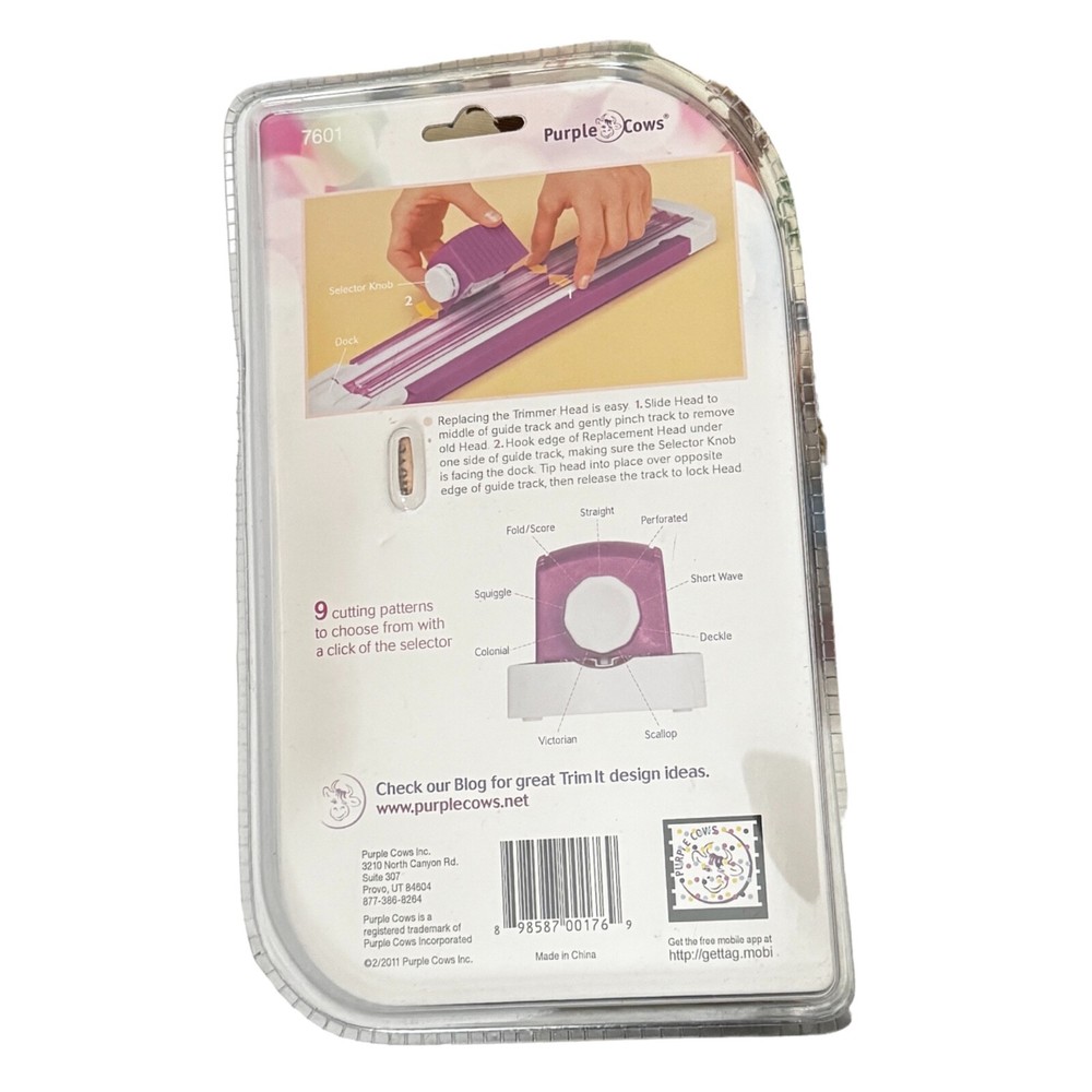 Purple Cows CraftGeek 9 Blade Trim It Replacement Head 9 Cutting Patterns NWT