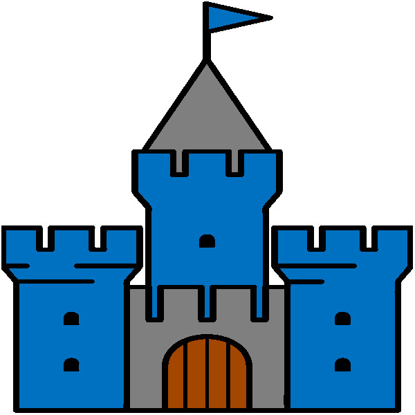 30 Custom Blue Simple Castle Personalized Address Labels