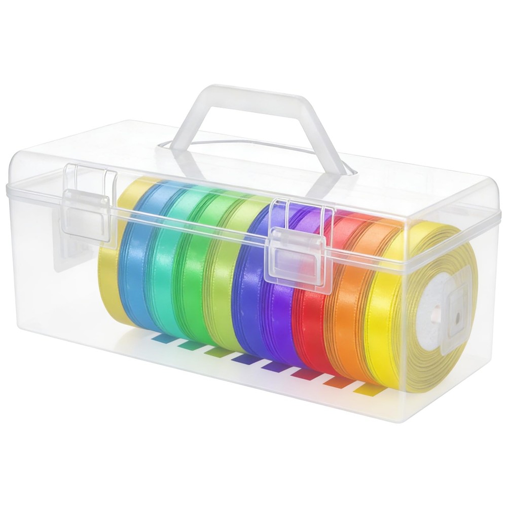 Plastic Ribbon Organizer Container Christmas Spool Holder Washi Tape Box
