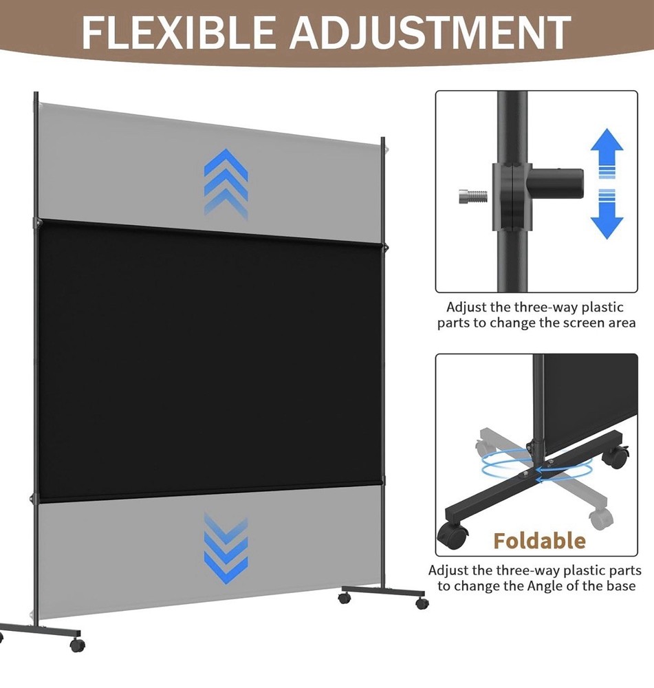 Single panel Black Room Divider With Wheels