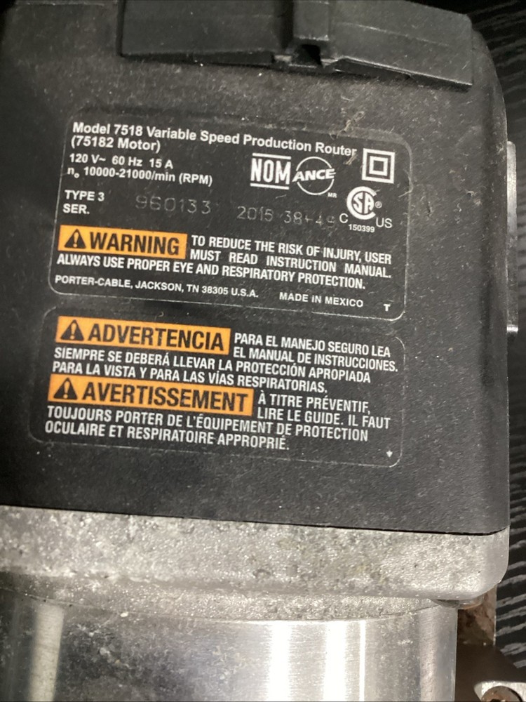 Model 7518 Variable Speed Production Router (75182 Motor) Type 3 USED