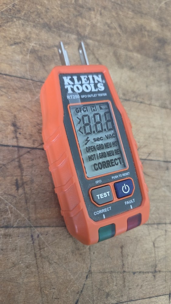 Klein Tools RT250 GFCI Outlet Tester w LCD Display, Electric Voltage Tester