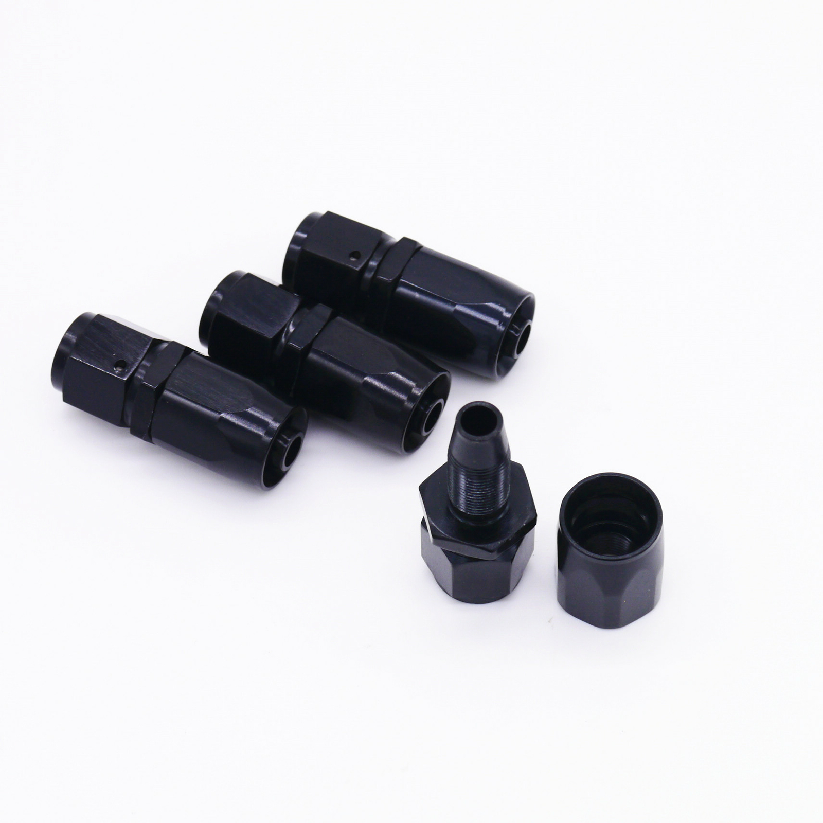 4PCs 6AN AN6 -6AN BLACK STRAIGHT SWIVEL FUEL OIL HOSE END FITTINGS