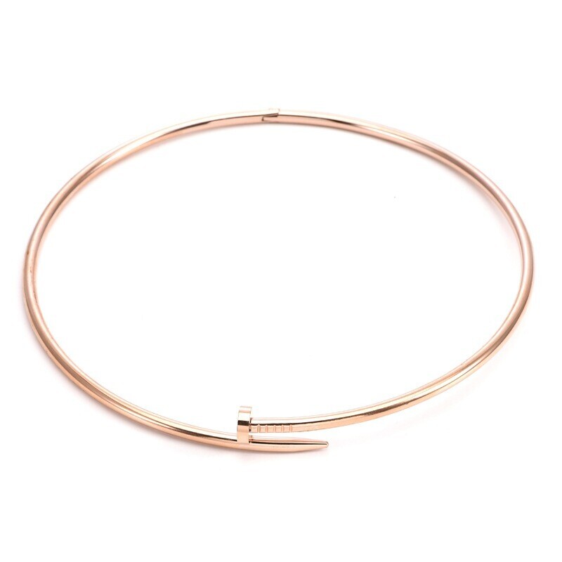 Gold Plated Nail Tool Collar Necklace Adjustable Choker Jewelry for Women