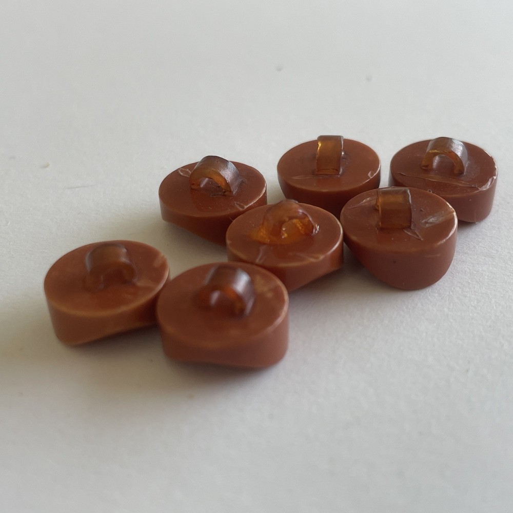 7 Vintage Plastic Burnt Orange Buttons Set 1/2”