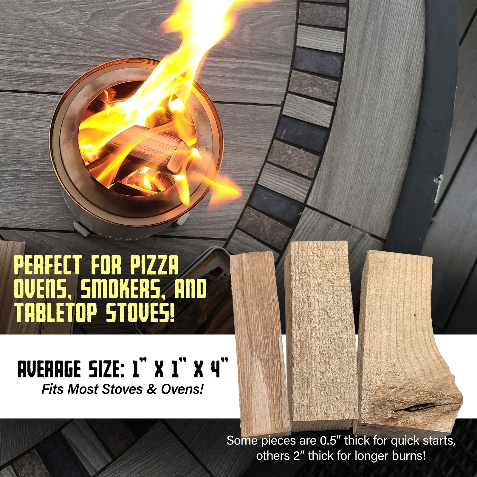 Mini Firewood & Fatwood - 100% Ash Hardwood - 4in Lengths - 5Lbs