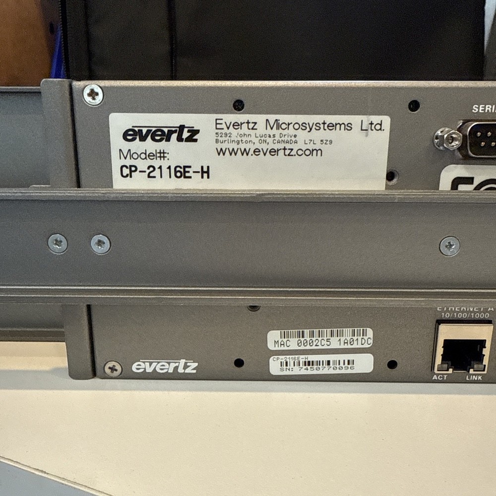 Evertz Microsystems LTD. CP-2116E System Control Panel, Touchscreen