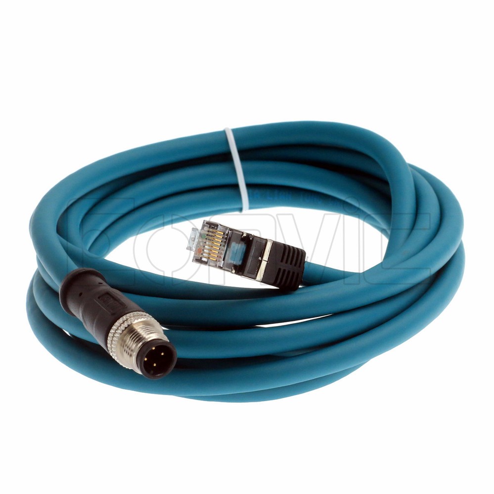 Industrial Machine M12 4 Pin D-Code RJ45 Ethernet Computer Control Power Cable