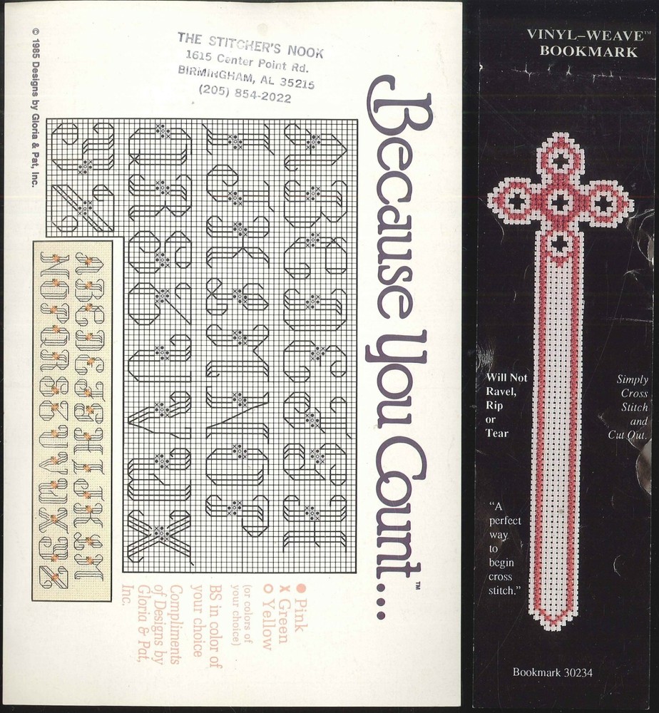 Lot 7 Cross Stitch Promo Pattern Leaflets Grapevine Sampler Bookmark Welcome