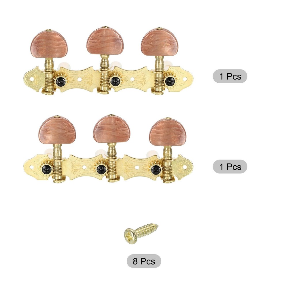 Classical Guitar String Tuners Keys 1 Left 1 Right, Brown Buttons, 1 Set