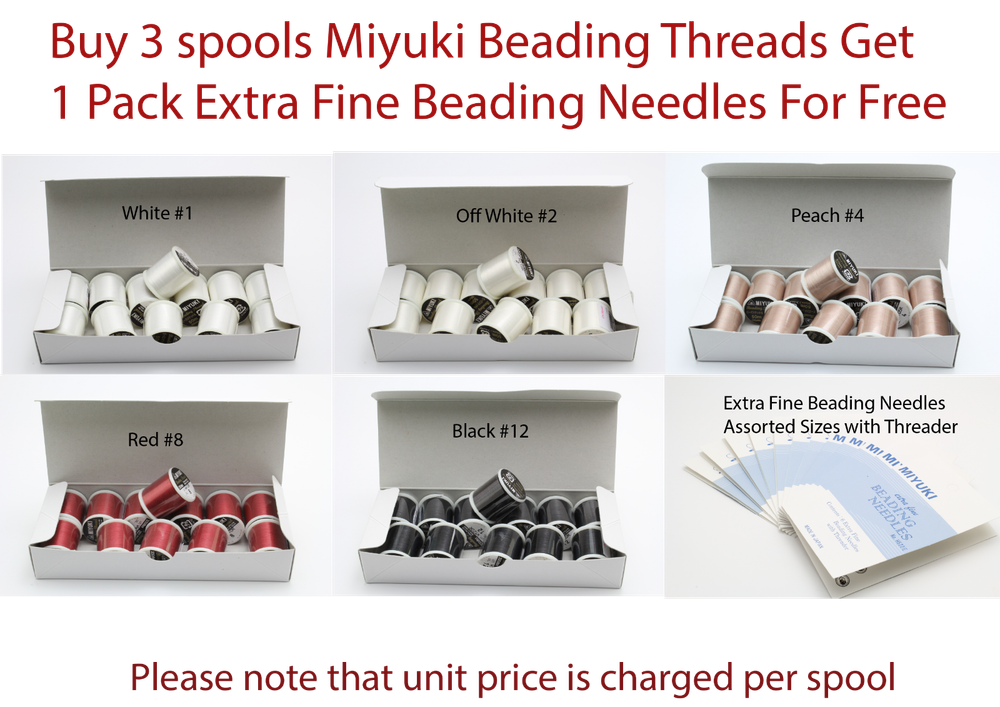 Buy 3 Spools Miyuki Beading Threads Get A Free Pack Extra Fine Beading Needles