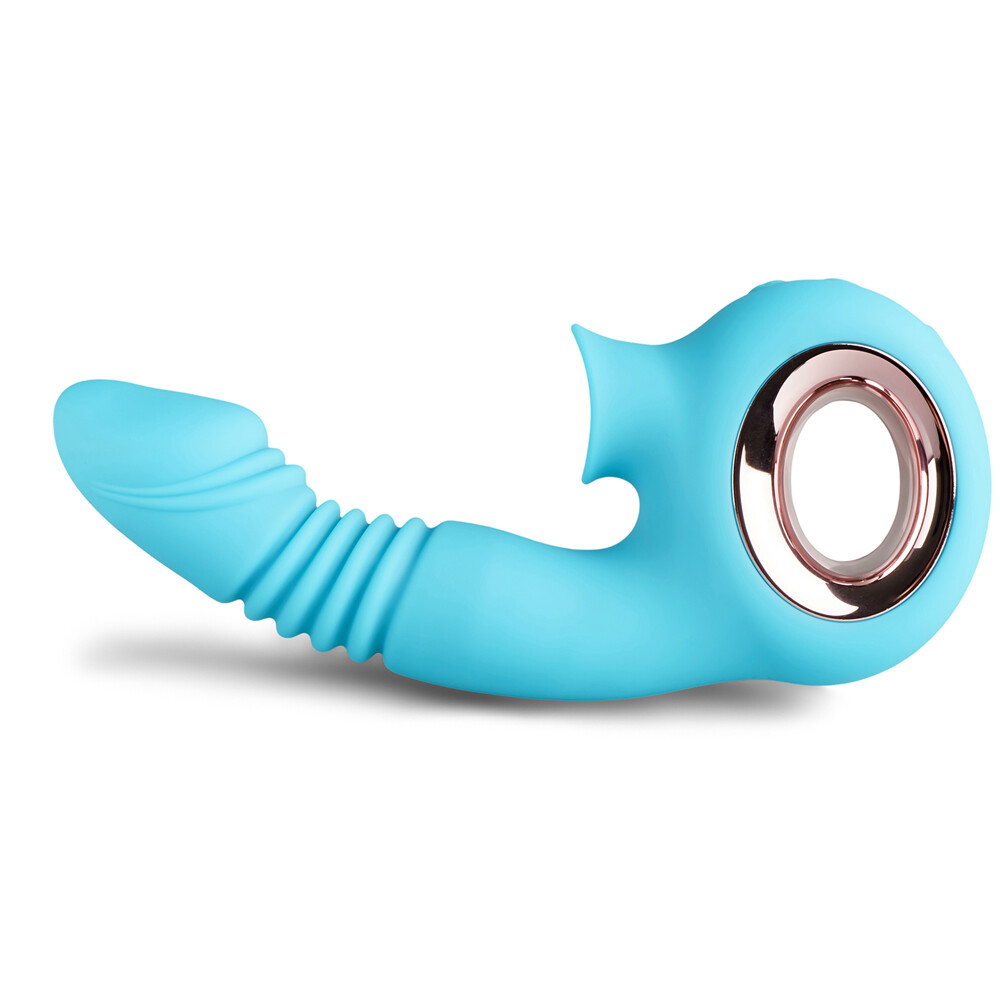 Rechargeable Silicone Thrusting & Sucking Rabbit Vibrator Loop Handle 12 Speed