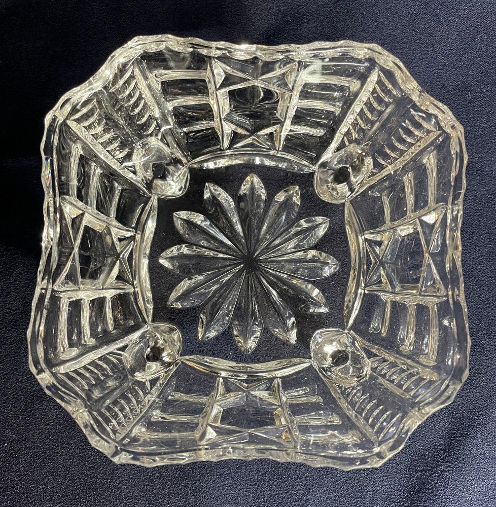 Clear Pressed Cut Glass Four Footed 5 3/8" Candy Dish