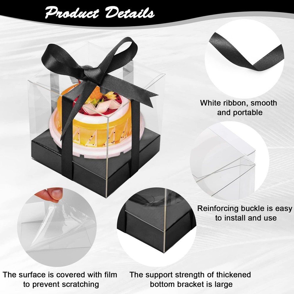 12 Pack Clear Plastic Cupcake Boxes, 3.5 Inch Gold Single Cupcake Containers ...