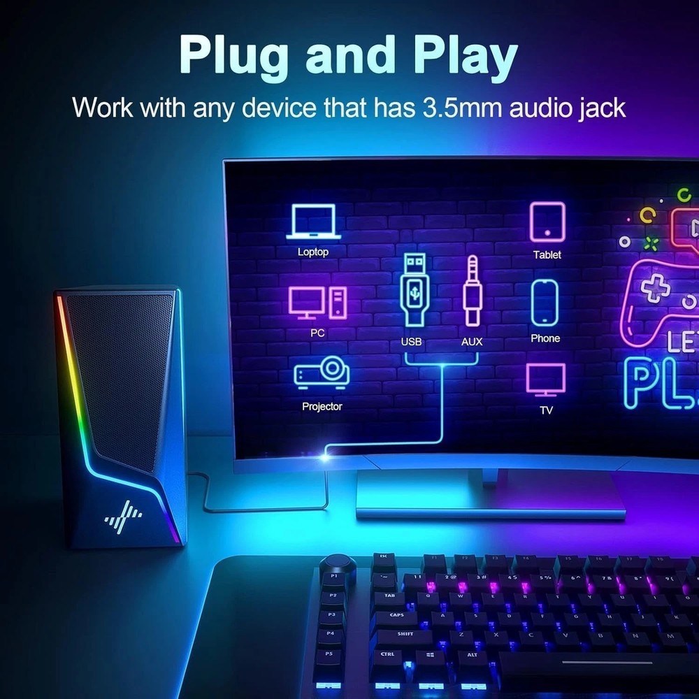 USB-Powered Hi-Fi Speakers with Touch Control & Versatile Device Compatibility