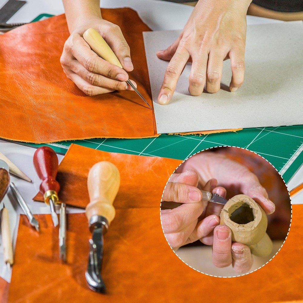 Medium/Big Flat/Triangle/Arc Blade Solid Wood Handle Carving Knife Set (4pcs)