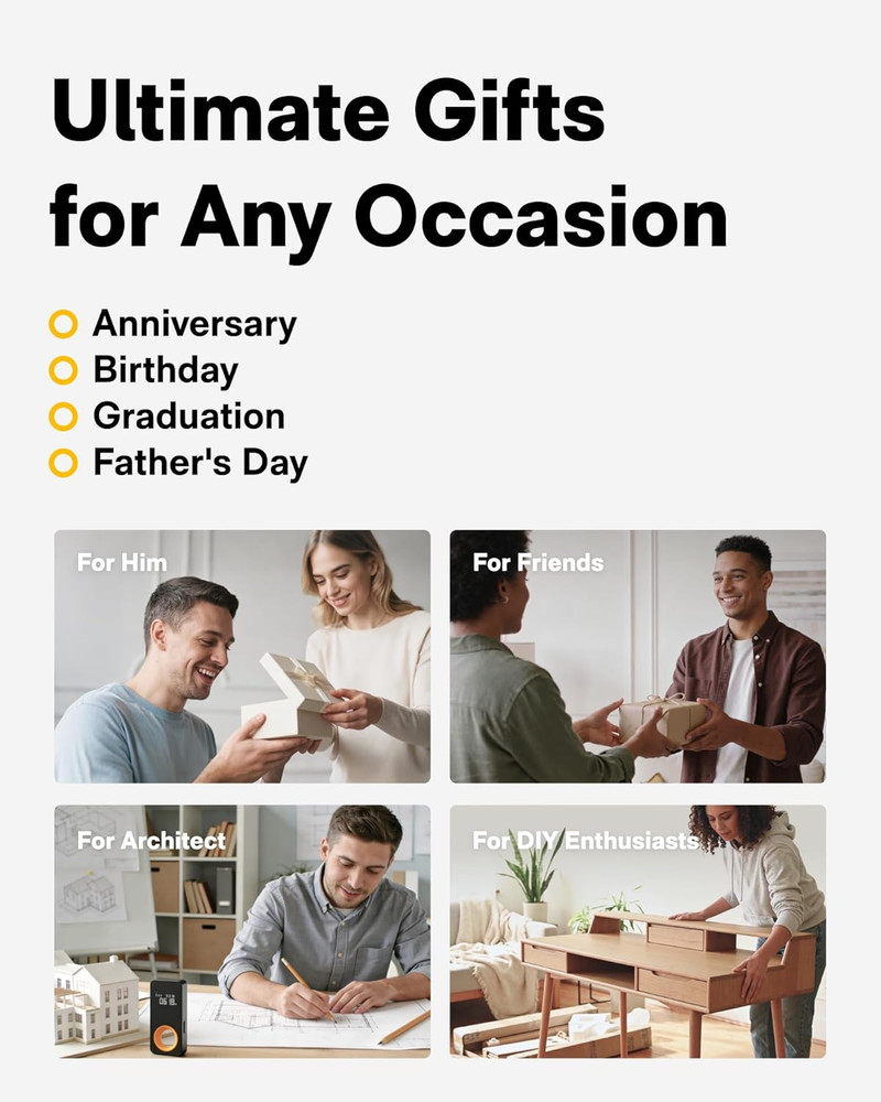 Compact Laser Measuring Tool, 98Ft Accuracy, USB-C Rechargeable, OLED Display