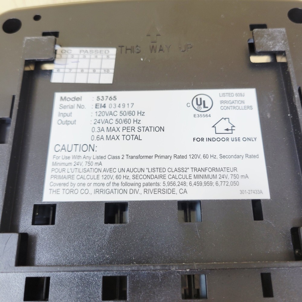 Toro ECXTRA Sprinkler Timer 4-Zone Model 53765 with Power Supply - Works