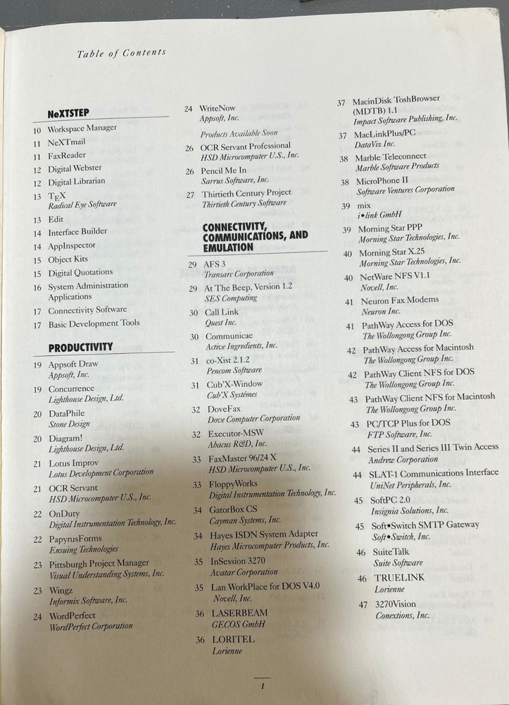 Next Software and Peripherals Catalog 1992 250 pages