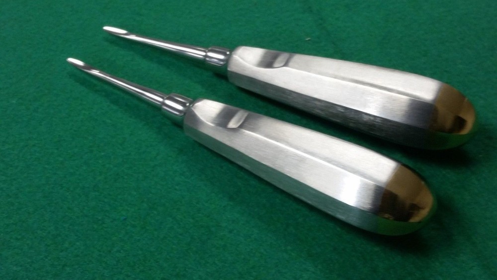 2 Apexo Root Tip Elevator #44, Long, Grooved, Pointed W/ GOLD HANDLE