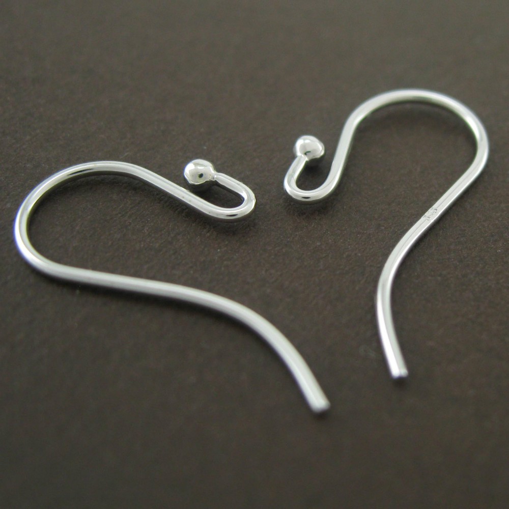 Genuine 9CT Solid White Gold Shepherd & Swan Hooks - 1 Pair