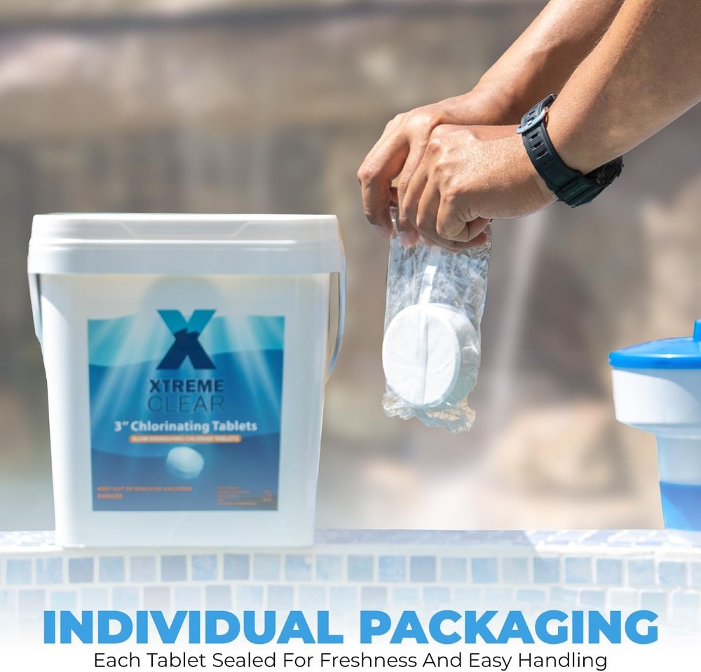Stabilized Chlorine Tablets for 3" Swimming Pool Individually Wrapped 25 lbs