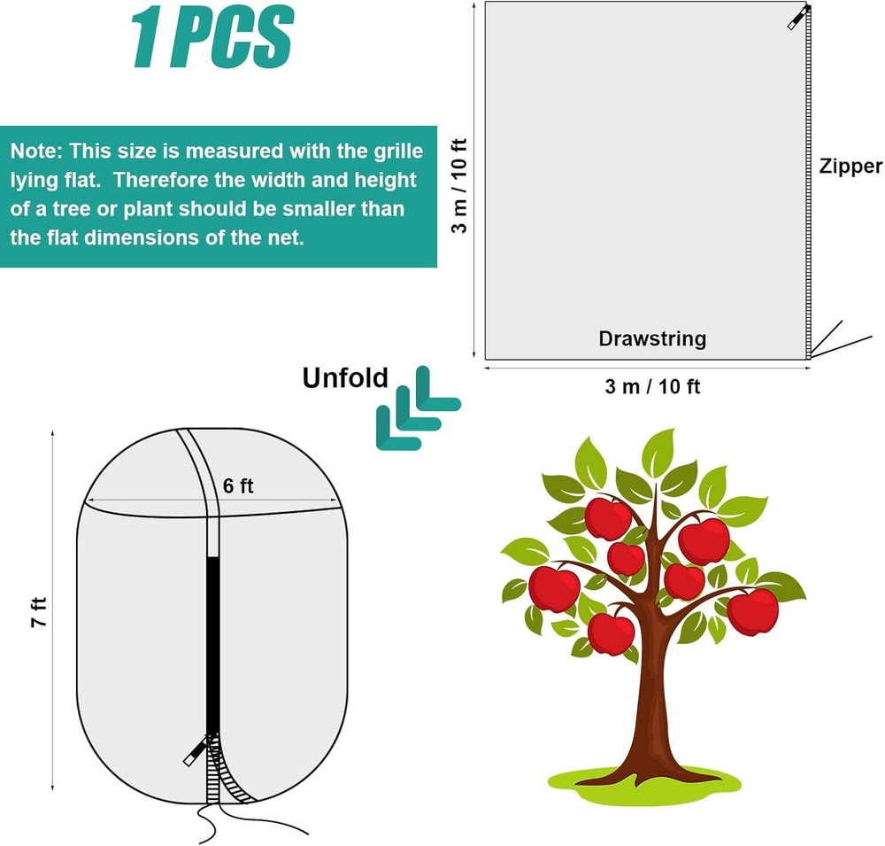 10ftx10ft Large Fruit Tree Netting Bags, Bird for Trees White