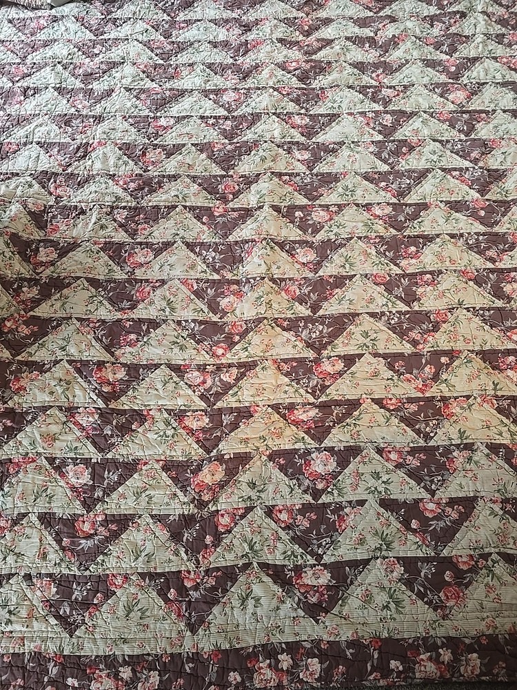 Vintage Patchwork Brown Triangles Quilt Impressions Handmade 100% Cotton