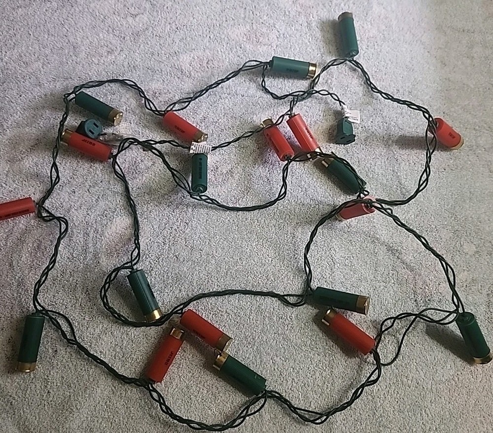 Shotgun Shells Light String 20 Count Christmas Camper Deck Red & Green Working