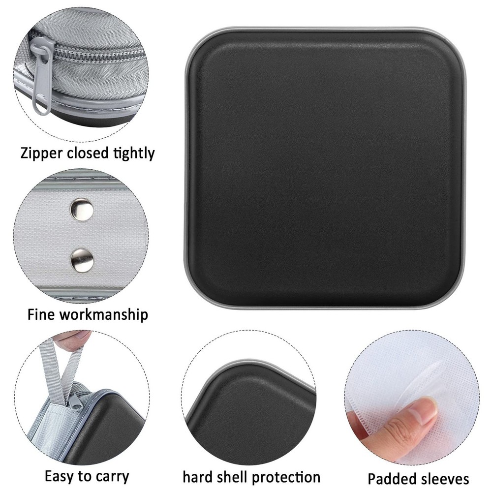 Siveit CD Case Holders - Hard Plastic 48 Capacity CD/DVD 48 Capacity, Black