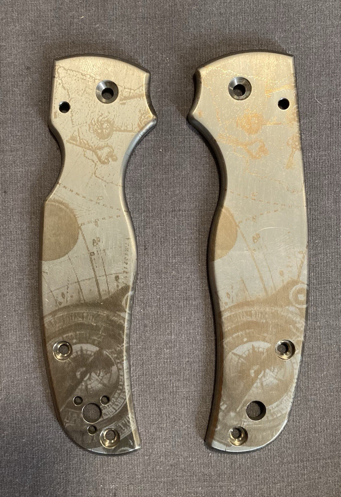Metonboss Titanium Scales for Spyderco Shaman with Nautical/Pirate theme.