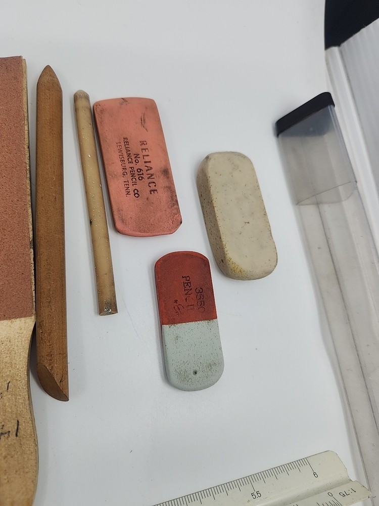 Vintage K&E & Etc Lettering Drafting Ruling Tools Lot Pens Stencils Tips School