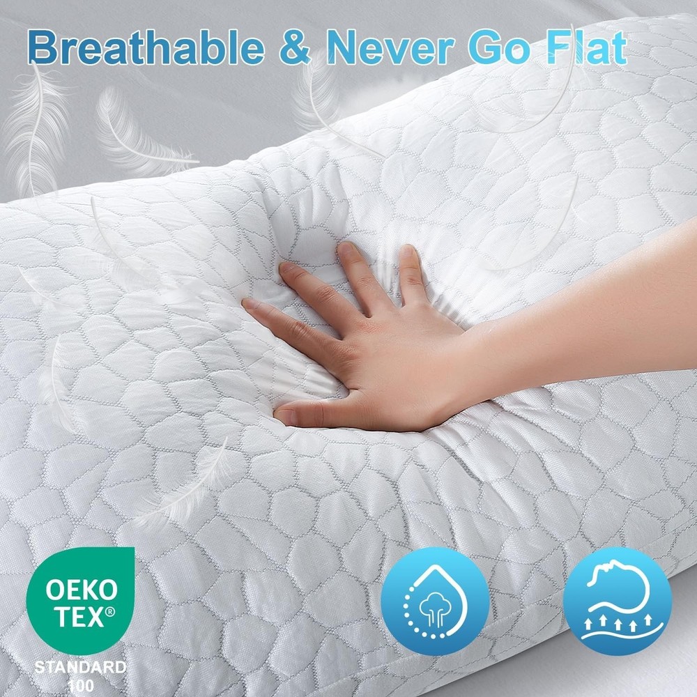 2PC Cooling Pillow Sleeping Memory Foam Bed Queen Pillows Adjustable Firm Pillow