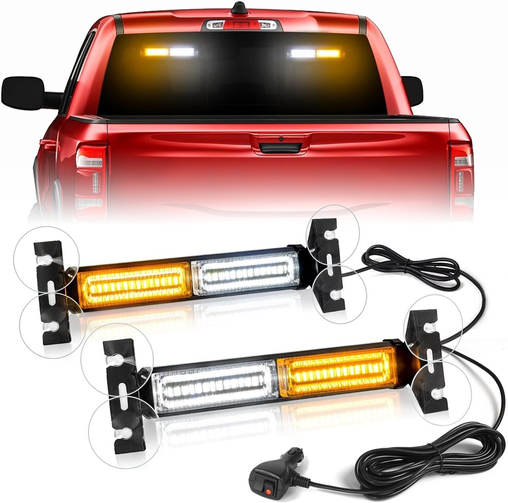 Amber White Strobe Light Bar 40 LED Dash Warning