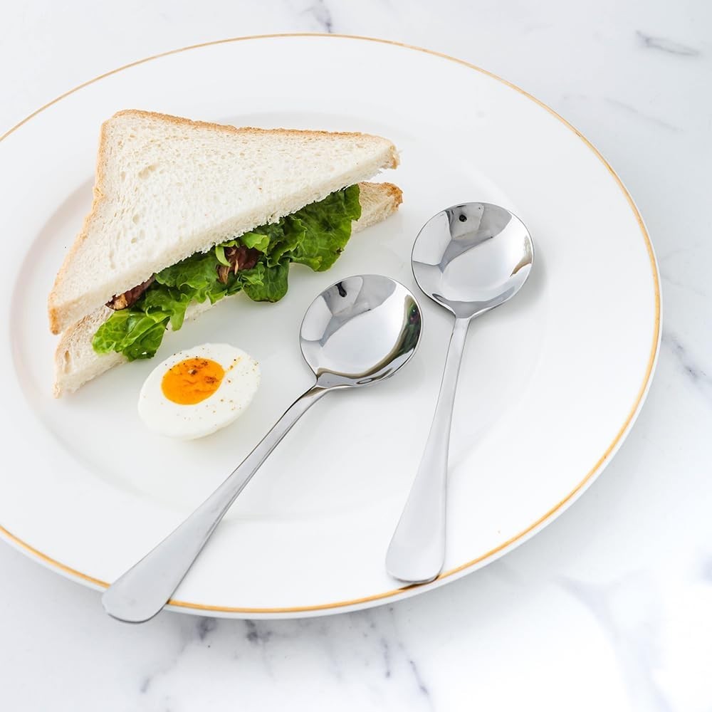 Soup Spoons 8-Piece Premium Stainless Steel Spoons round Spoons, Heavy-Weight